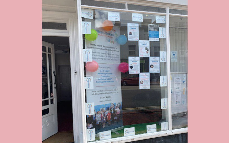 Picture of TW Boorman's window display dedicated to mental health awareness.